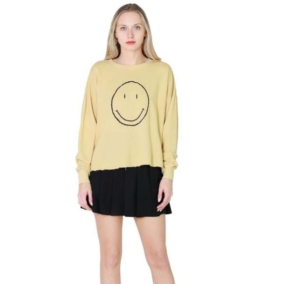 Boutique Cropped Smiley Sweatshirt - S - Picture 2 of 8